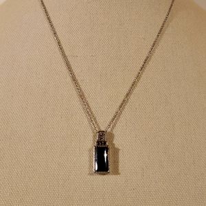 Natural Thai Black Spinel Pendant Necklace 20 Inches in Stainless Steel 7.60 ctw